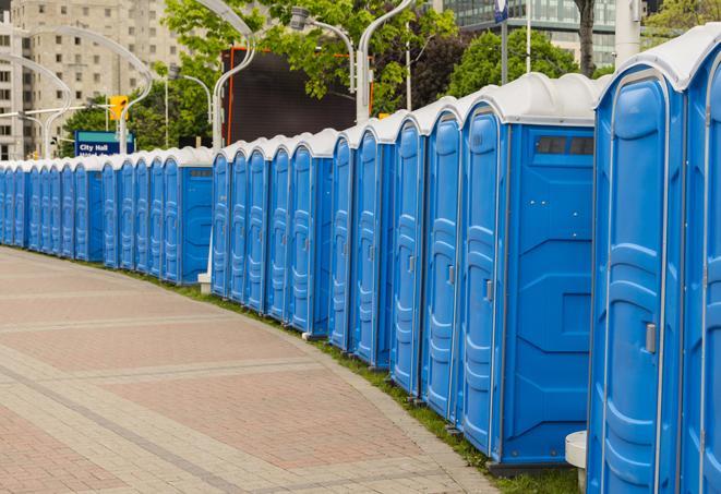 Seasonal porta potty units set up at a Odessa, Texas venue